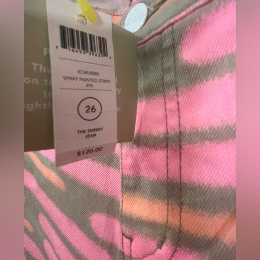 KATE SPADE ♠️ Saturday Pink/Brown/Orange Skinny Jeans with Abstract Pattern - Picture 3 of 3